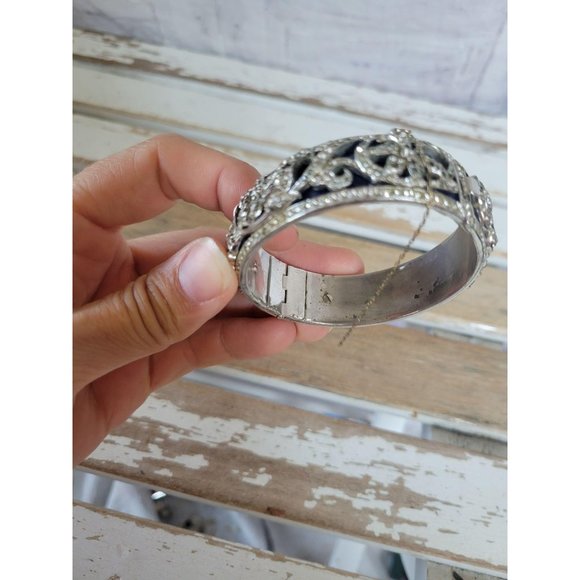 Vintage blue rhinestone bracelet women's small - Picture 2 of 6